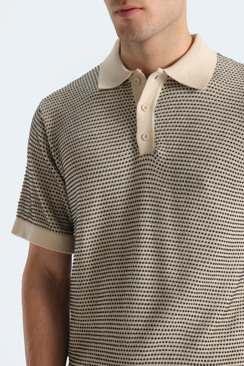 Textured Knit Polo Shirt