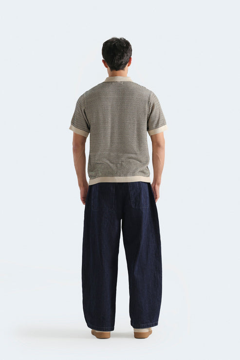 Textured Knit Polo Shirt